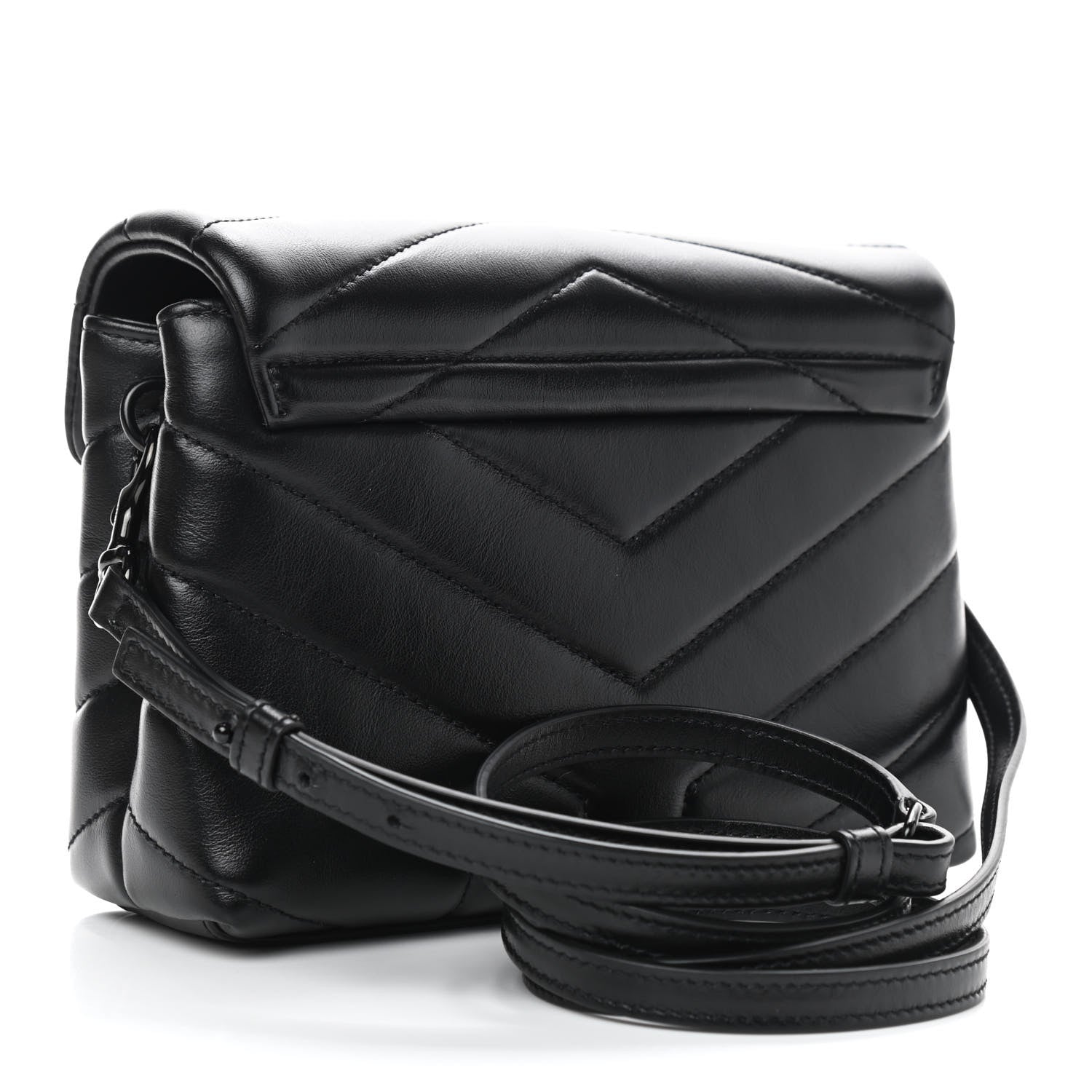 Saint Laurent Calfskin Y Quilted Monogram Toy Loulou Crossbody Bag Black 3 of 7