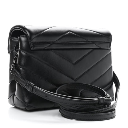 Saint Laurent Calfskin Y Quilted Monogram Toy Loulou Crossbody Bag Black 3 of 7
