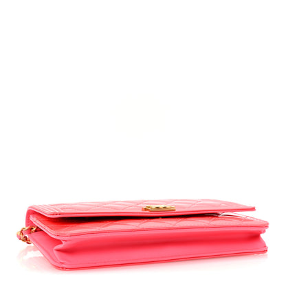 Chanel Patent Calfskin Quilted Boy Wallet On Chain WOC Pink 4 of 13