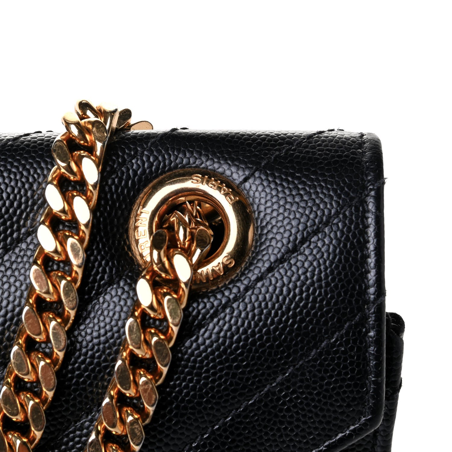 Saint Laurent Grain De Poudre Matelasse Chevron Large Monogram Satchel Black 1 of 7