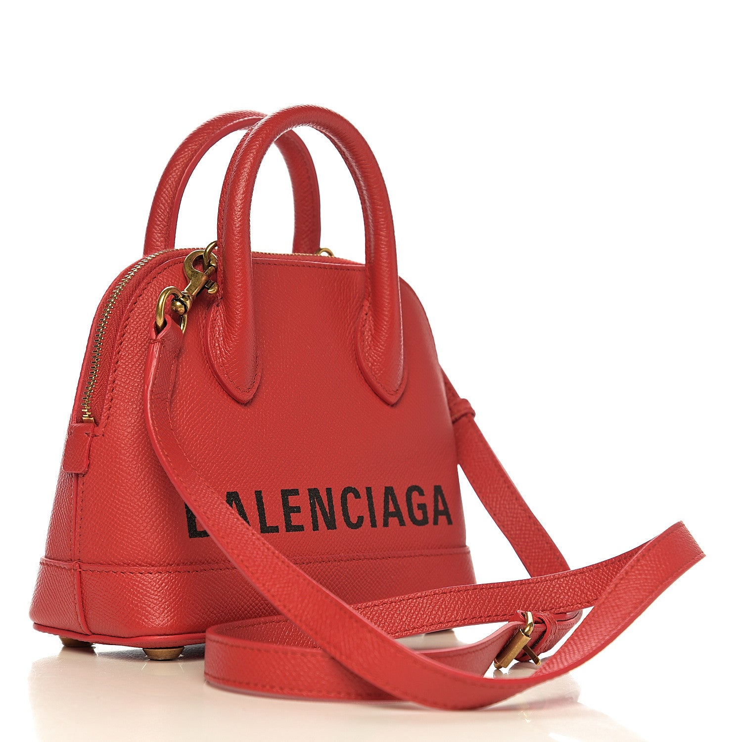 Balenciaga Signature Grained Calfskin Logo XXS Ville Top Handle Bag Rouge Coquelicot Black 1 of 7