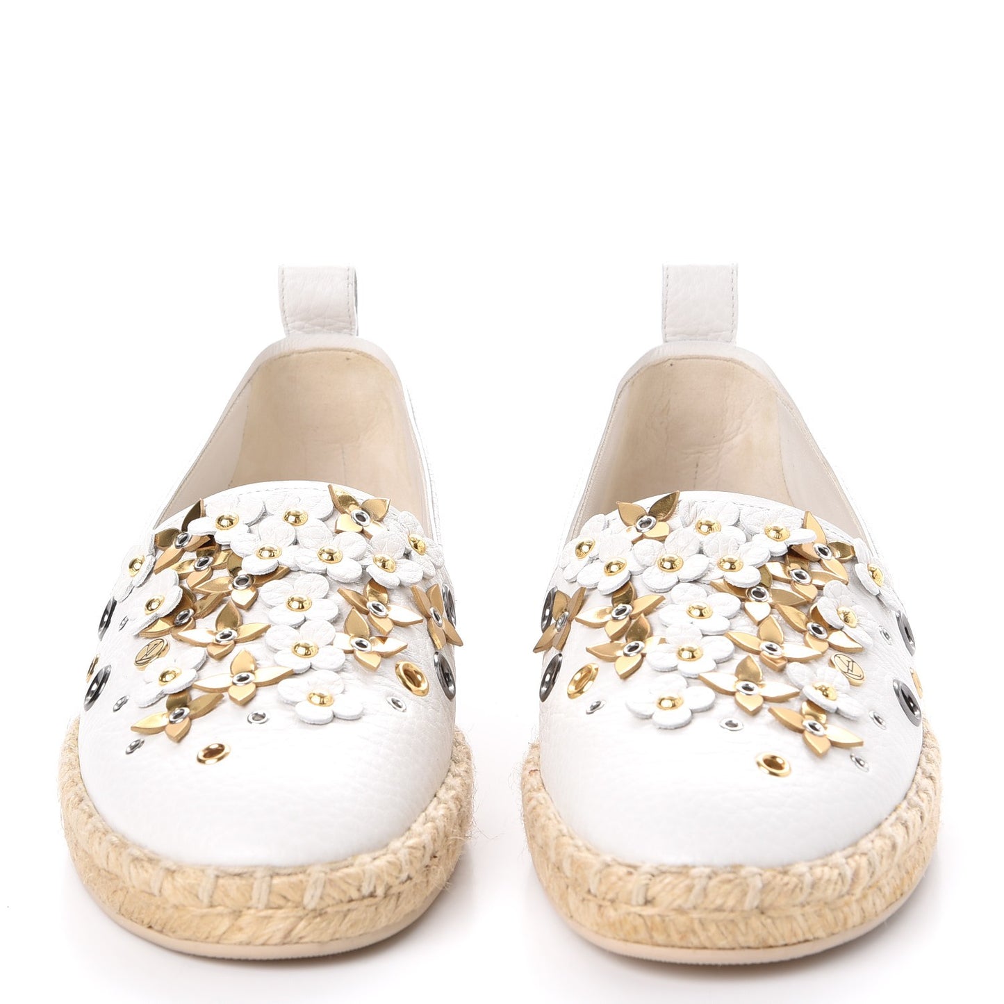 Calfskin Tropical Bloom Espadrille Flat 37.5 White