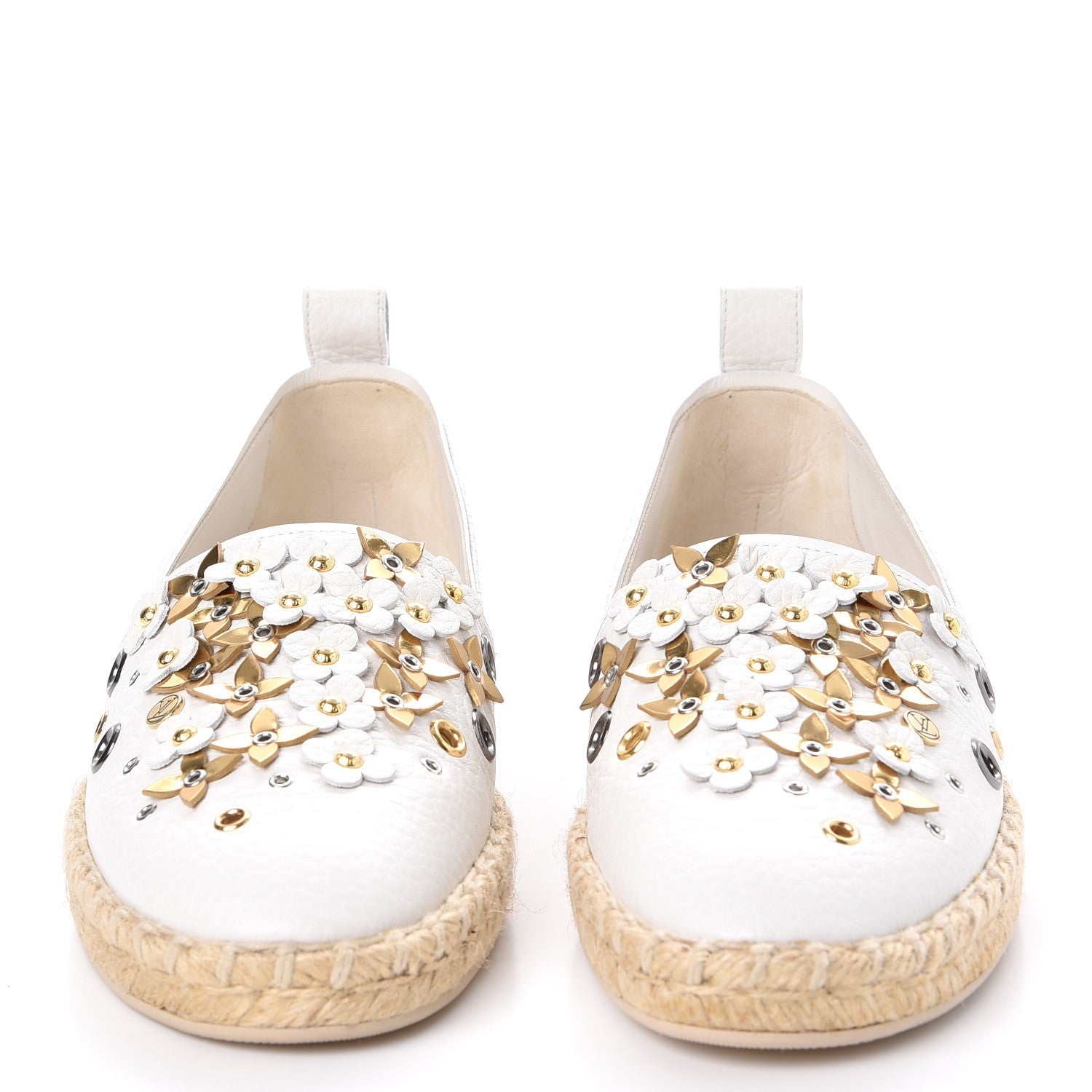 Louis Vuitton Calfskin Tropical Bloom Espadrille Flat 37.5 White 2 of 9