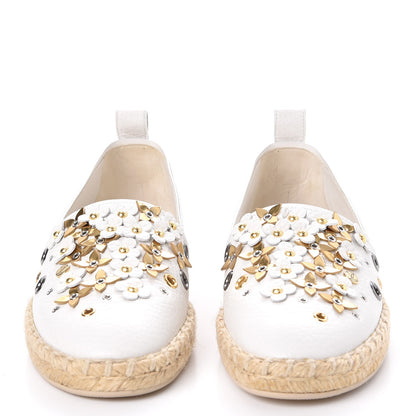Louis Vuitton Calfskin Tropical Bloom Espadrille Flat 37.5 White 2 of 9