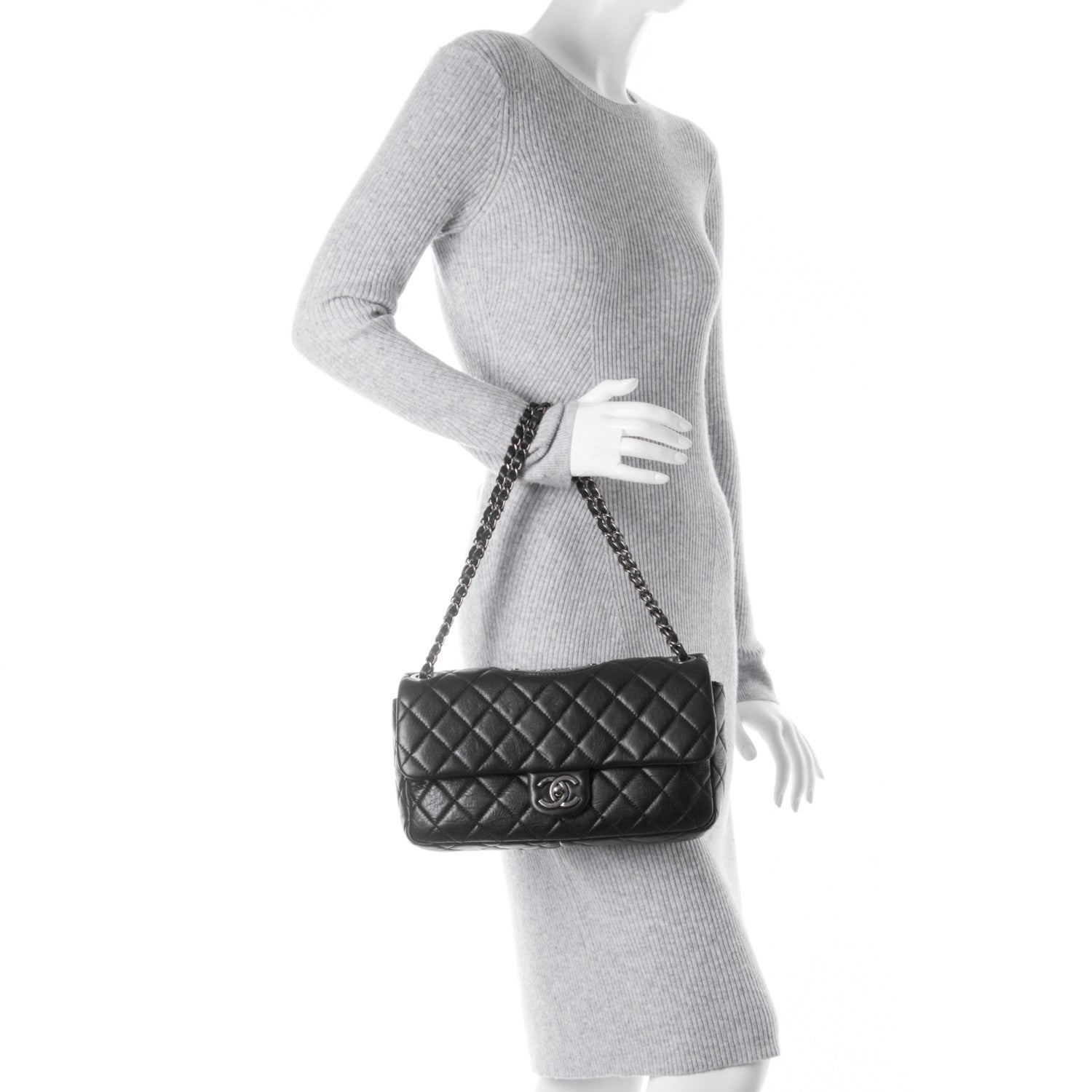 Chanel Calfskin Quilted Large Single Flap Black 2 of 9