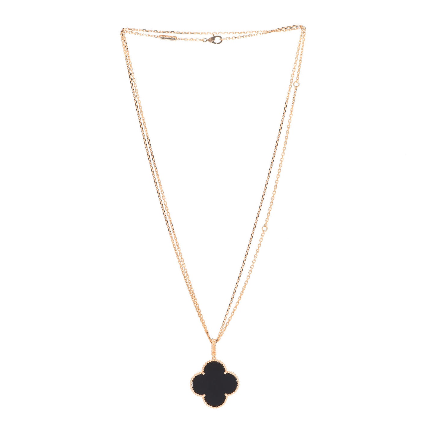 18K Yellow Gold Black Onyx Magic Alhambra Pendant Necklace