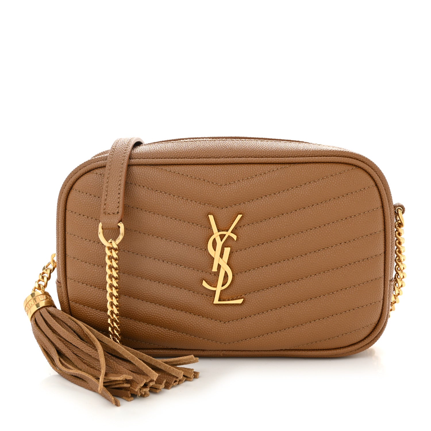 Saint Laurent Grain De Poudre Matelasse Monogram Mini Lou Camera Bag Dark Natural 1 of 10