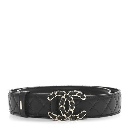 Chanel Calfskin Quilted CC Chain Belt 80 32 Black 1 of 9