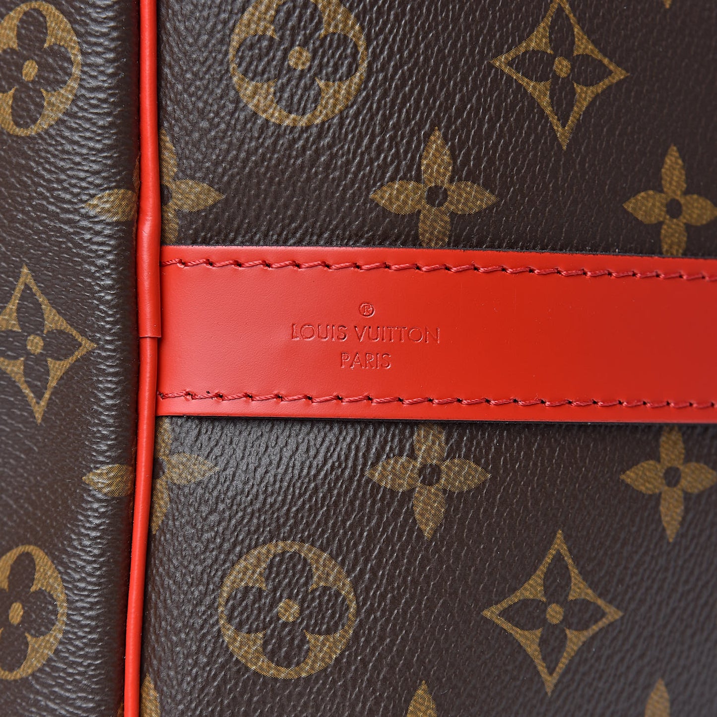 Calfskin Monogram Keepall Bandouliere 50 Coquelicot