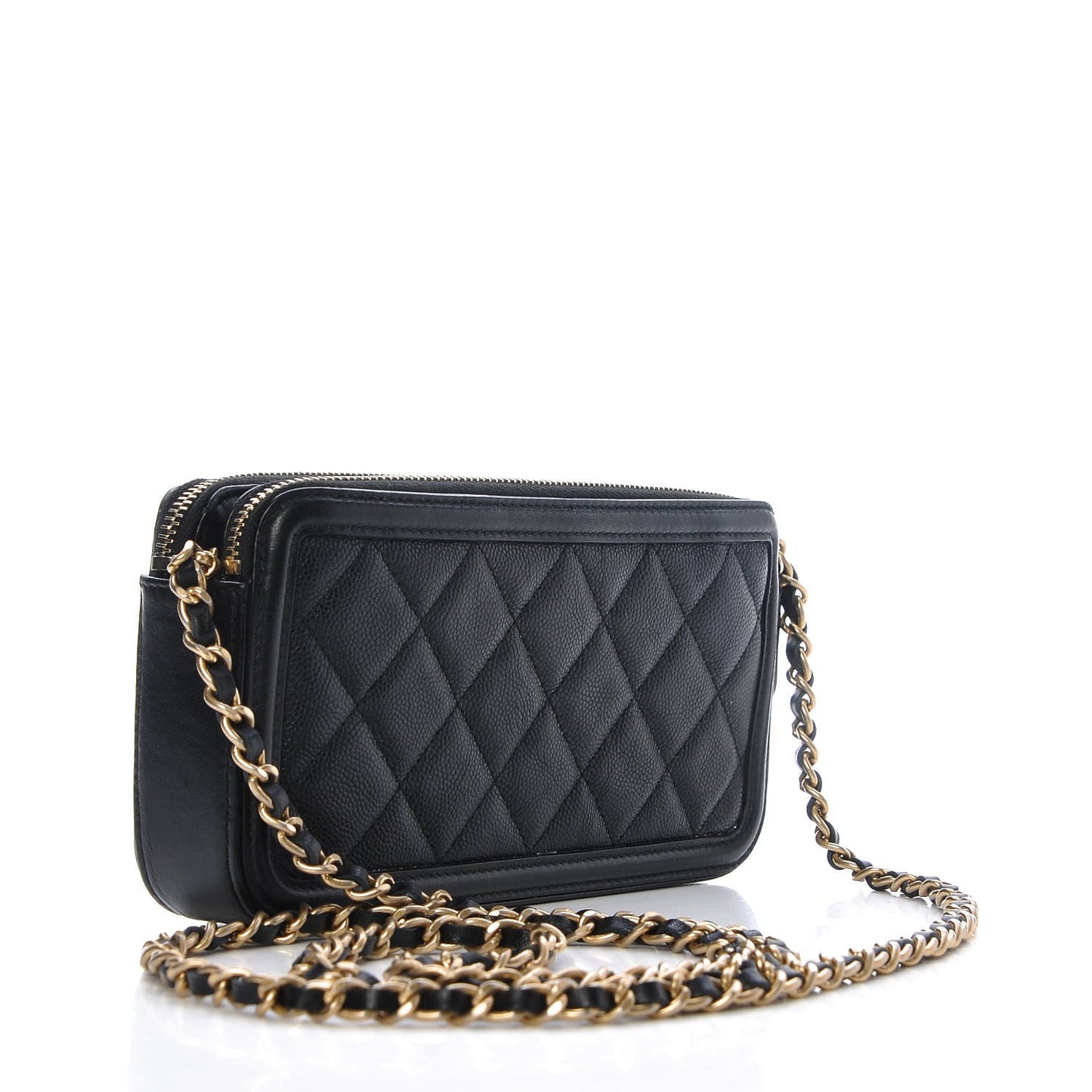 Caviar Quilted CC Filigree Clutch With Chain Black