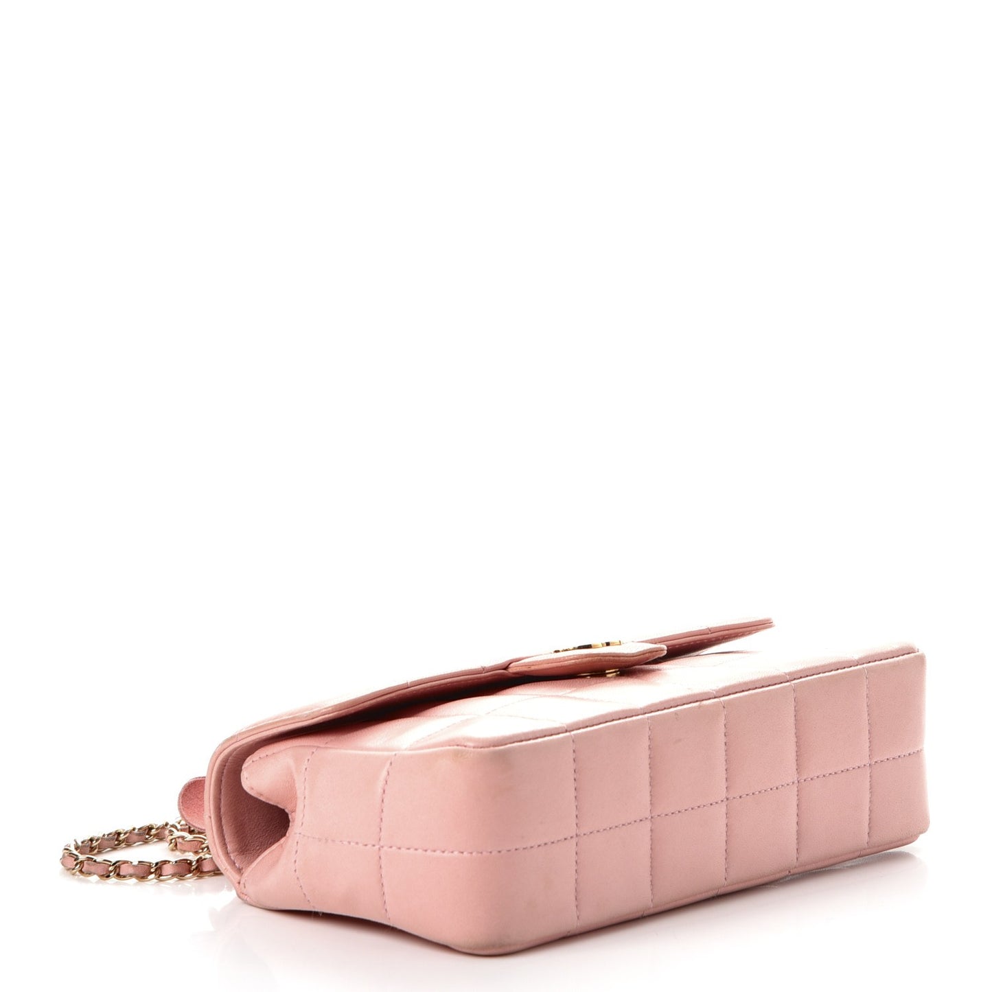 Lambskin Quilted Mini Chocolate Bar Camellia Flap Pink