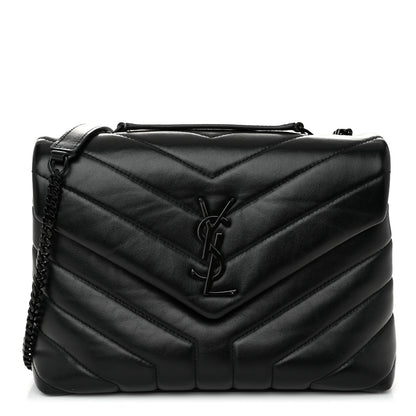Saint Laurent Calfskin Y Quilted Monogram Monochrome Small Loulou Chain Satchel Black 1 of 12