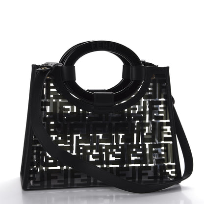 Fendi TPU FF Vitello Century Plexiglass Small Runaway Shopper Tote Black 2 of 8