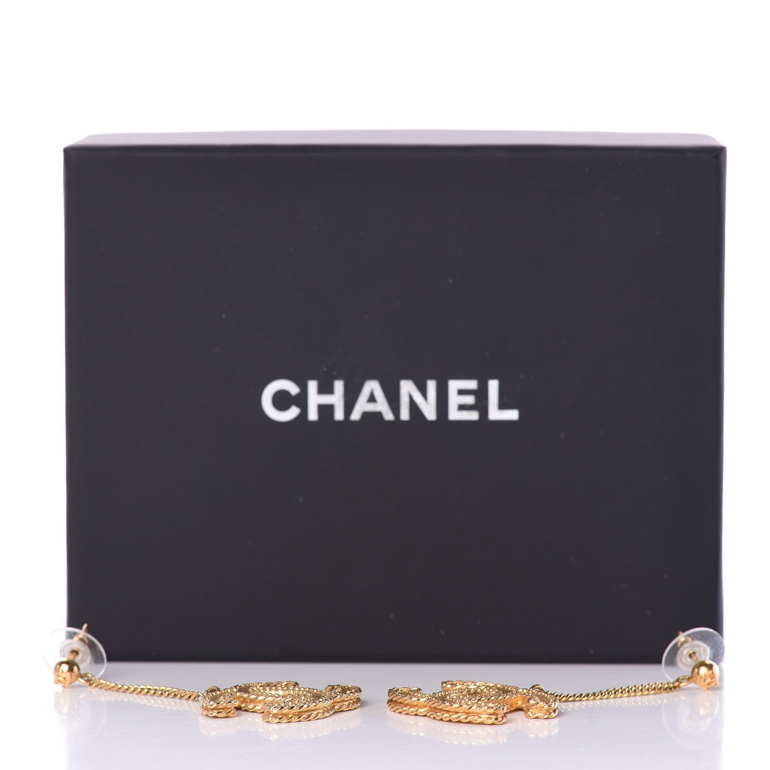 Chanel CC Drop Earrings Matte Gold 4 of 4