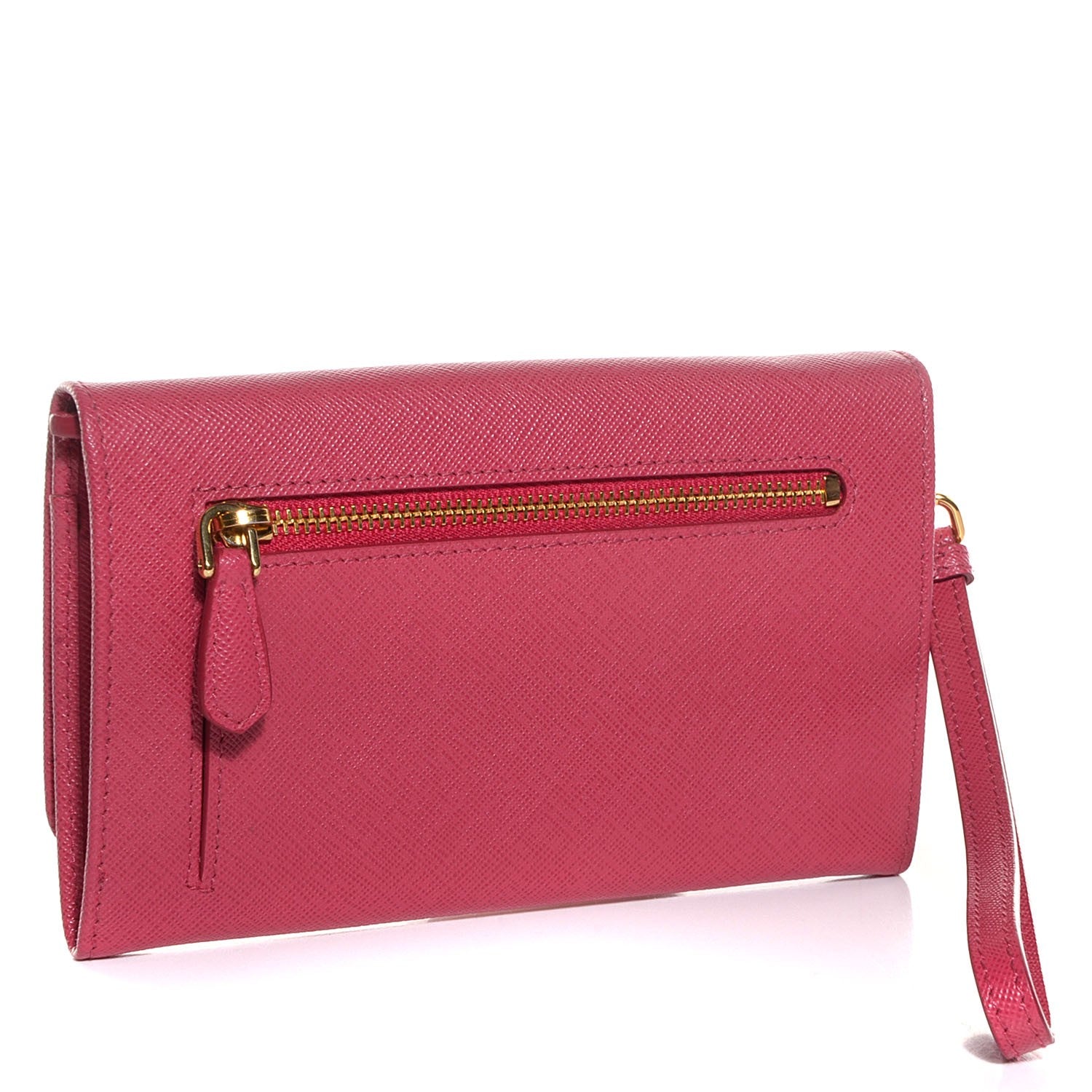 Prada Saffiano Metal Wristlet Wallet Peonia 4 of 9