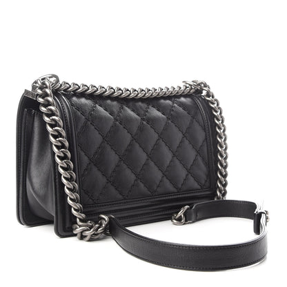 Chanel Calfskin Double Stitch Medium Boy Flap Black 3 of 11