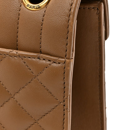 Saint Laurent Lambskin Mixed Matelasse Triquilt Medium Monogram Satchel Dark Cork 12 of 13