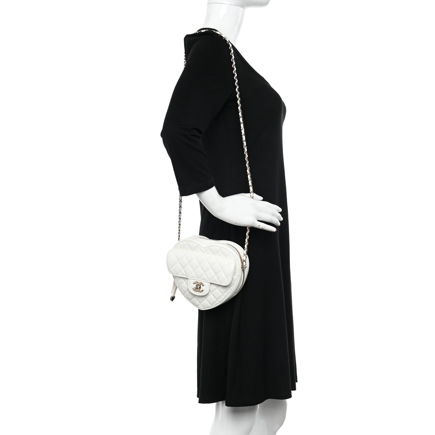 Lambskin Quilted CC In Love Heart Bag White