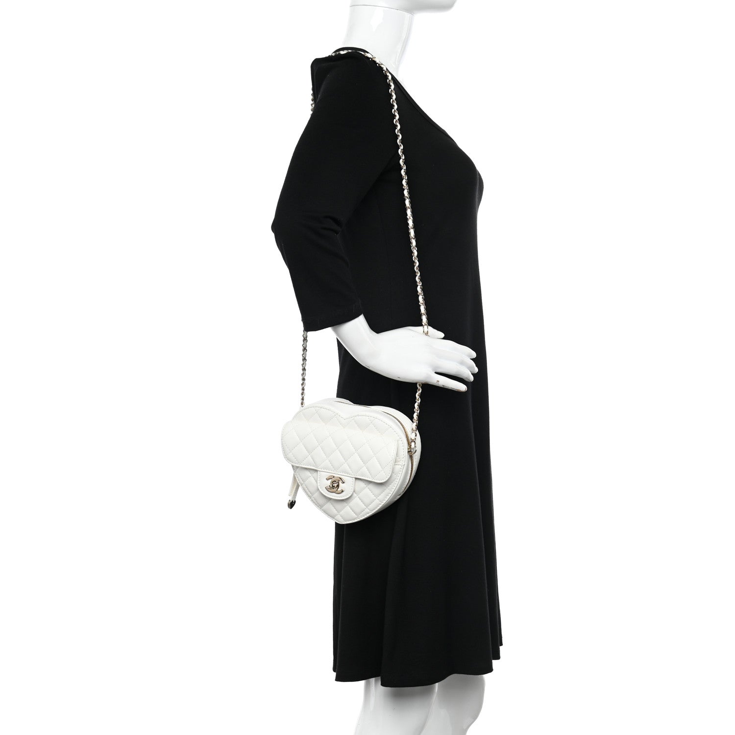 Chanel Lambskin Quilted CC In Love Heart Bag White 2 of 11