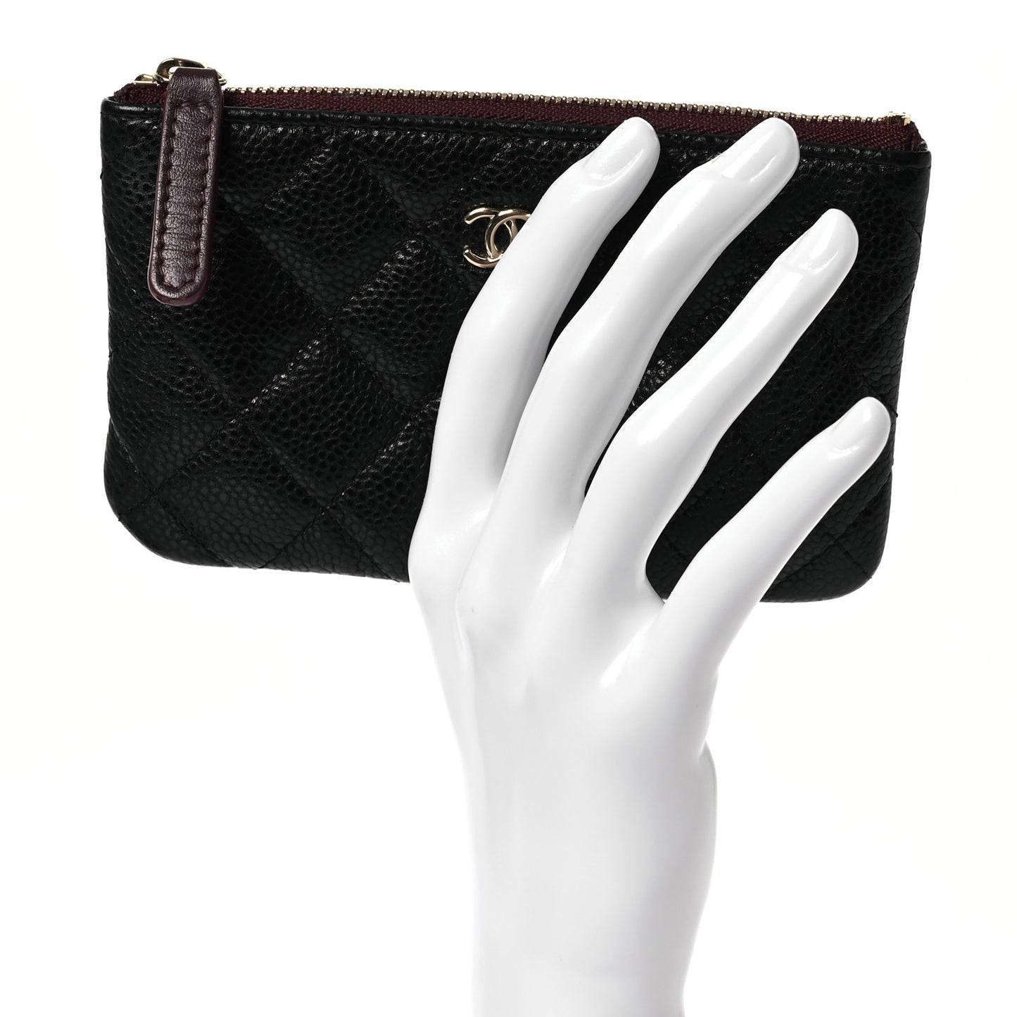 Caviar Quilted Small Cosmetic Case Black