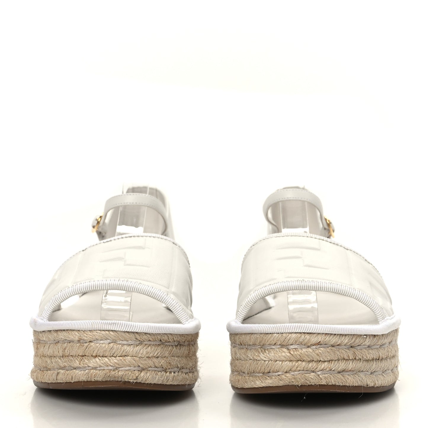 Nappa FF Embossed Espadrille Platform Sandals 36.5 Snow