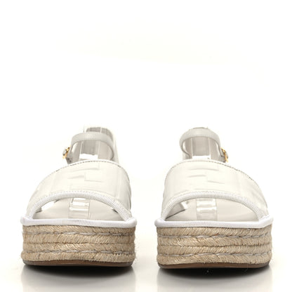 Fendi Nappa FF Embossed Espadrille Platform Sandals 36.5 Snow 2 of 8