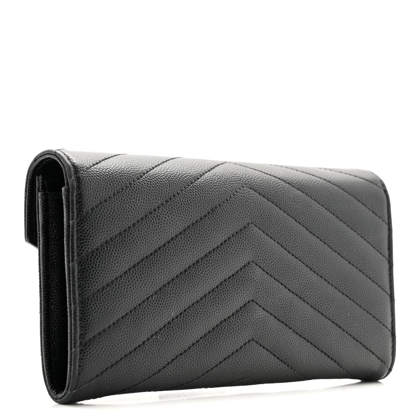 Grain De Poudre Matelasse Chevron Monogram Flap Wallet Black