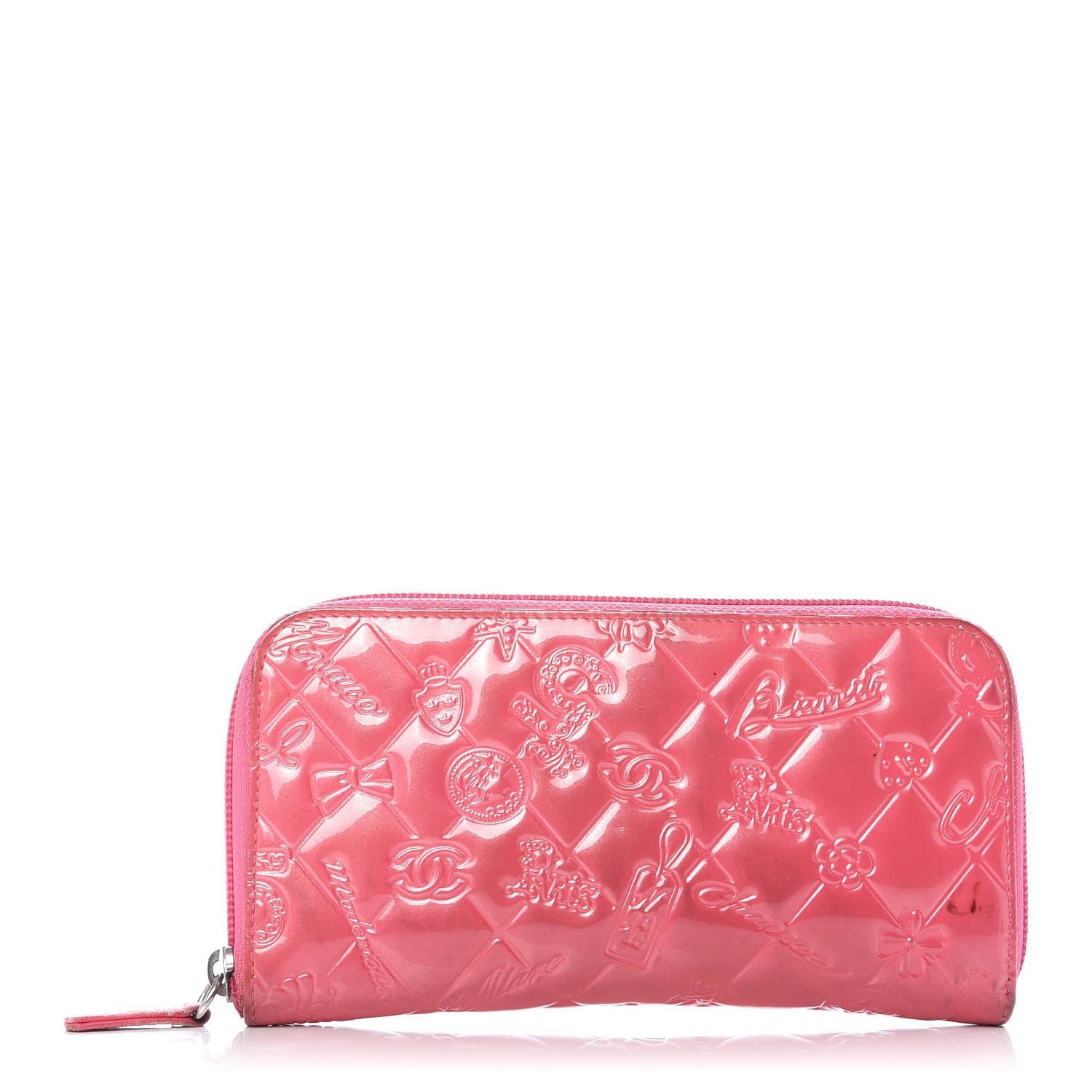 Chanel Patent Calfskin Lucky Symbols Zip Around Wallet Fuchsia 1 of 11
