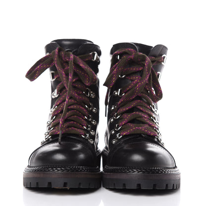 Chanel Lambskin Quilted Lace Up Boots 37 Black 2 of 8