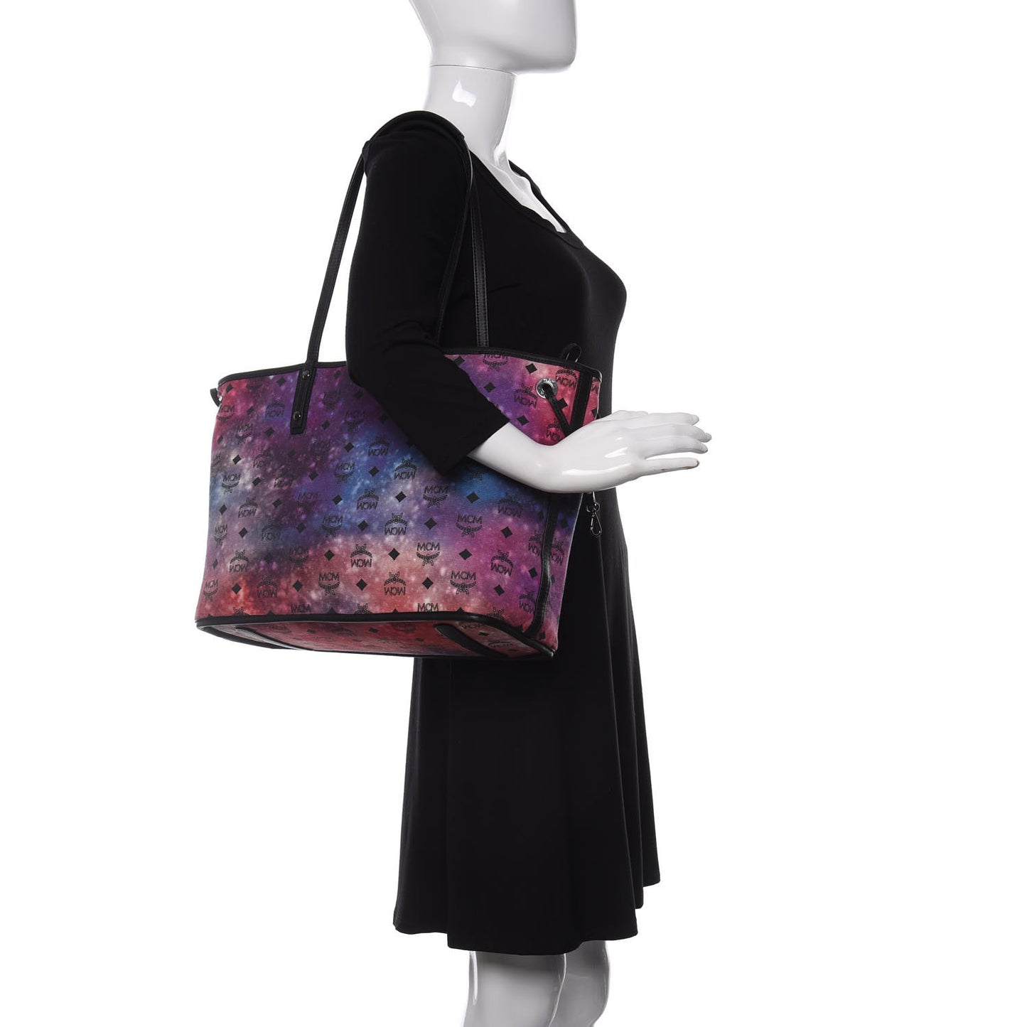 Metallic Galaxy Visetos Medium Project Reversible Shopper Tote Black Multicolor