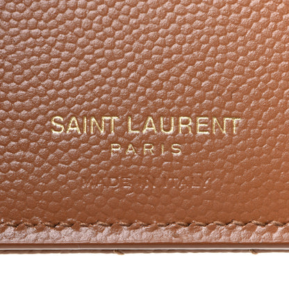 Saint Laurent Grain De Poudre Matelasse Chevron Monogram Zipped Card Case Natural Dark 6 of 7