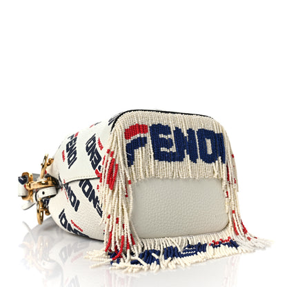 Fendi X FILA Calfskin F is Fendi Mania Fringe Mini Mon Tresor Bucket Bag White 4 of 8
