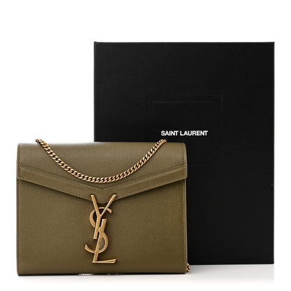 Saint Laurent Grain De Poudre Monogram Cassandra Chain Wallet Ver Kaki 10 of 10