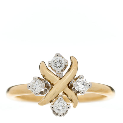 Tiffany 18K Yellow Gold Platinum Diamond Schlumberger Lynn Ring 50 5.5 1 of 5