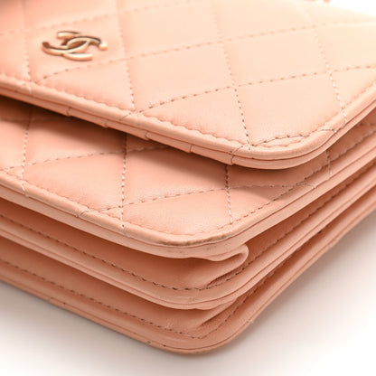 Chanel Lambskin Quilted Mini Wallet On Chain WOC Light Pink 11 of 12