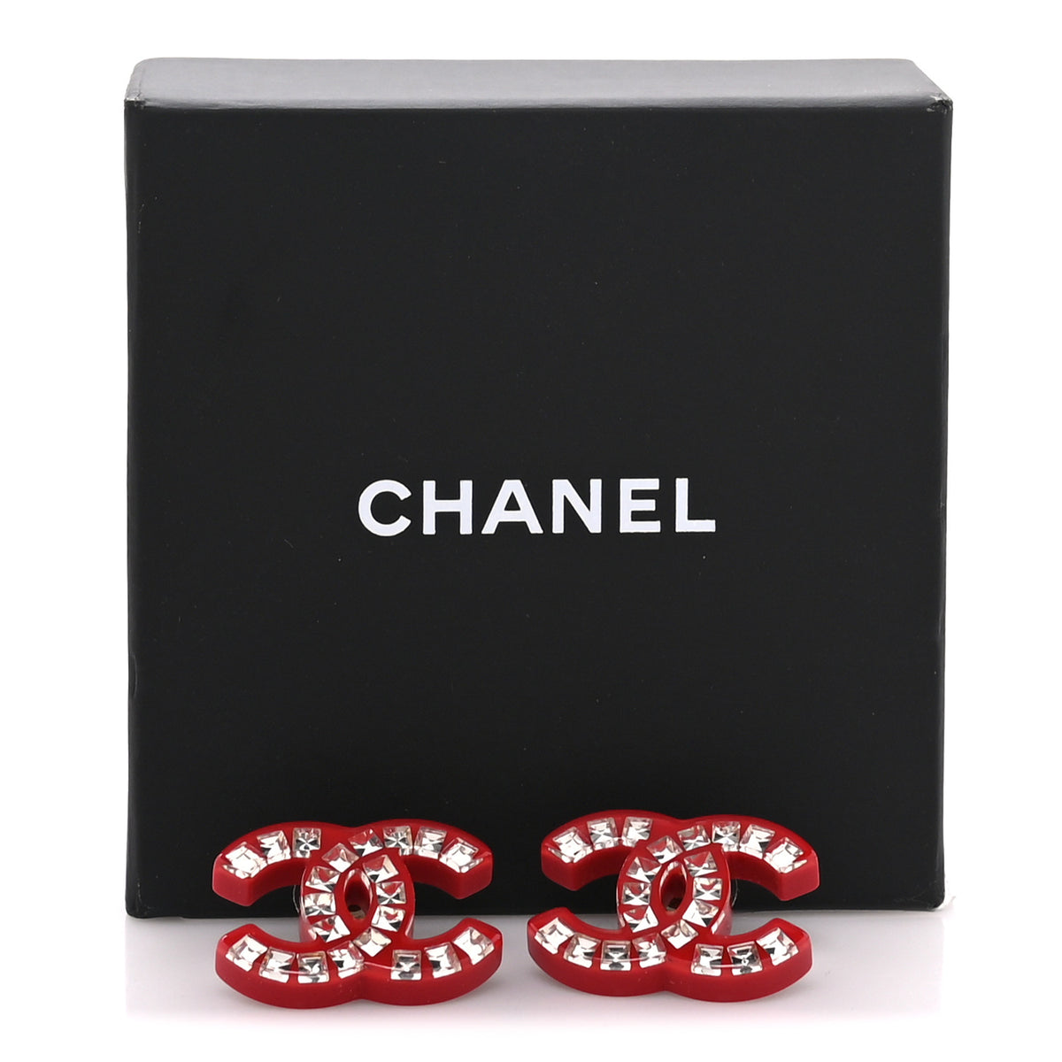 Resin Crystal CC Earrings Red