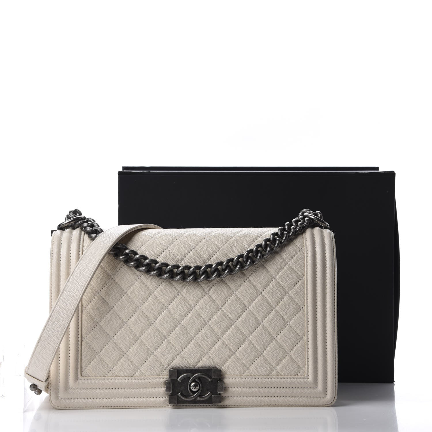 Chanel Caviar Quilted New Medium Boy Flap White 13 of 13
