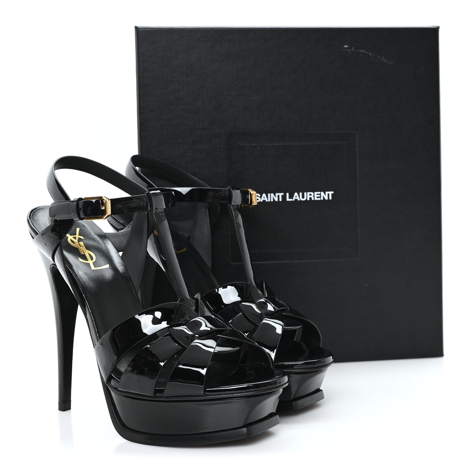 Saint Laurent Patent Tribute 105 Platform Sandals 39 Black 10 of 10