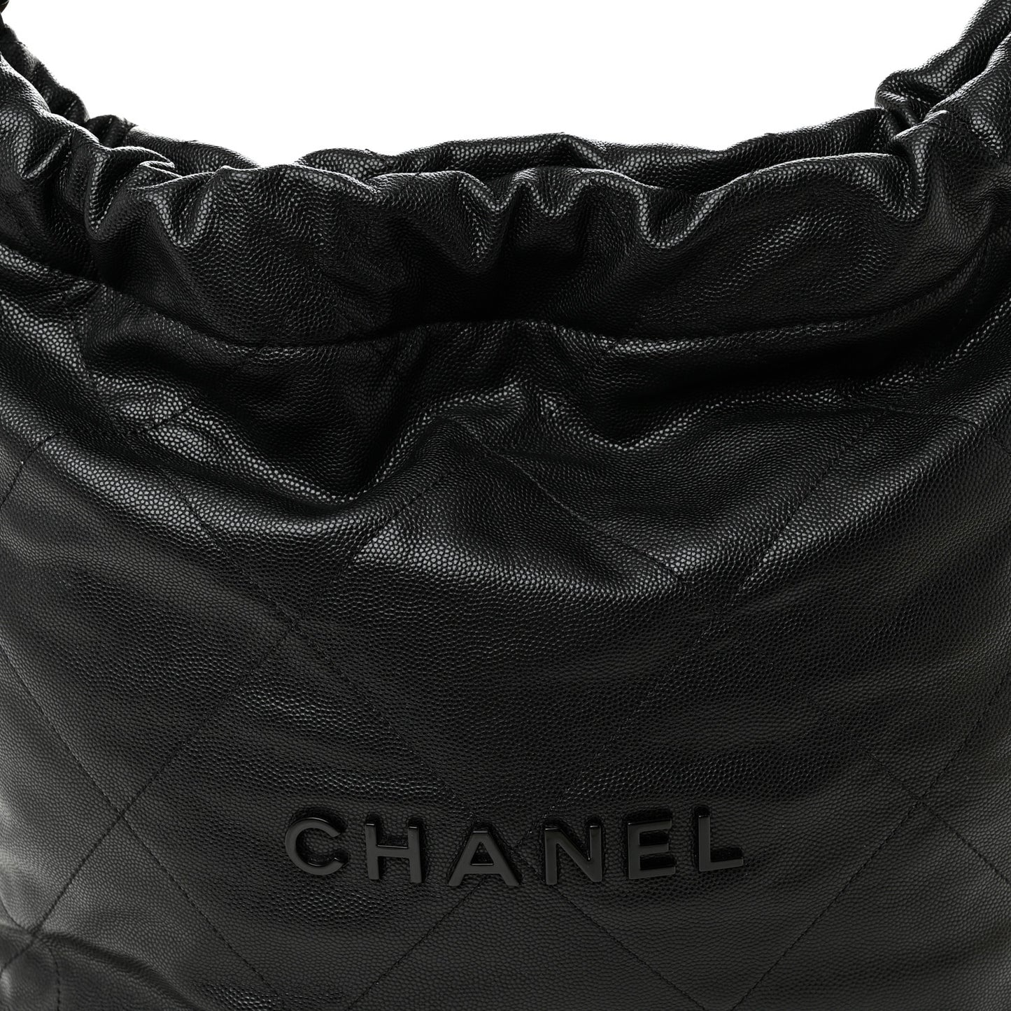 Shiny Caviar Quilted Monochrome Small Chanel 22  Black