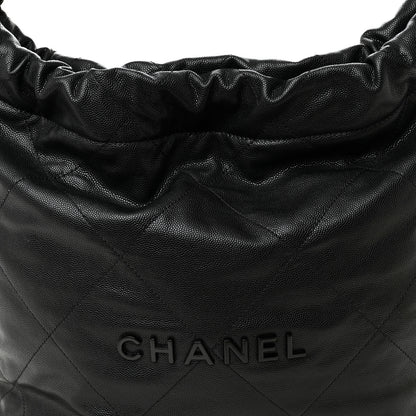 Chanel Shiny Caviar Quilted Monochrome Small Chanel 22  Black 8 of 10
