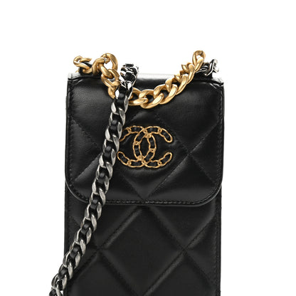 Chanel Lambskin Quilted Chanel 19 Phone Holder With Chain Black 9 of 11