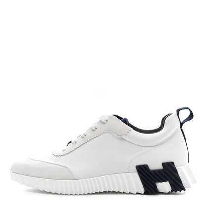 Hermes Goatskin Suede Mens Bouncing Sneakers 40 White Black 1 of 9
