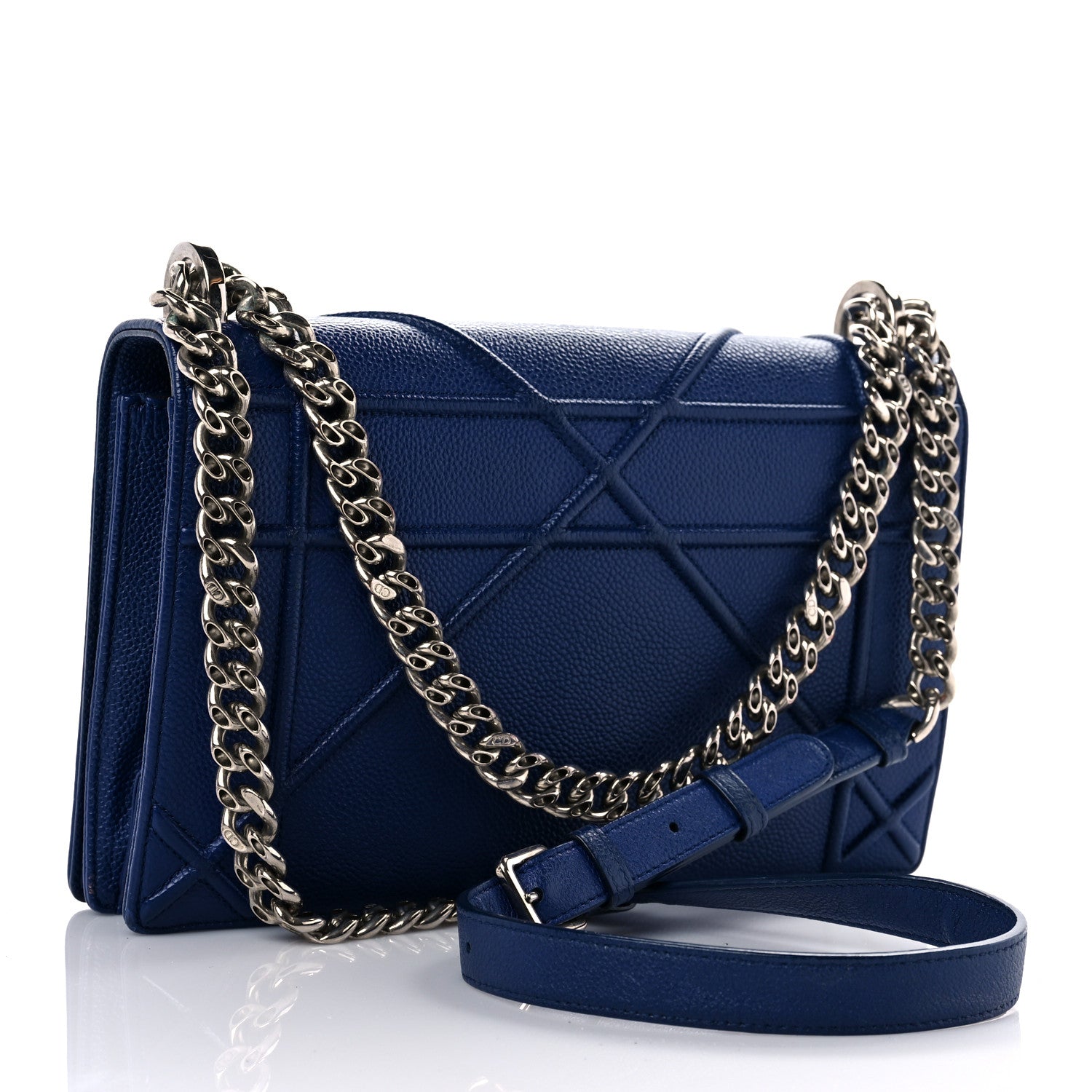 Christian Dior Grained Calfskin Medium Diorama Flap Bag Blue 2 of 15