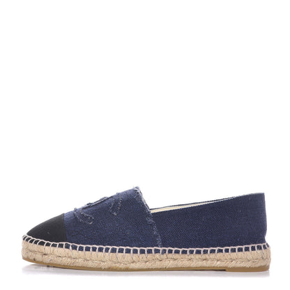 Chanel Linen CC Espadrilles 42 Navy Black 1 of 9