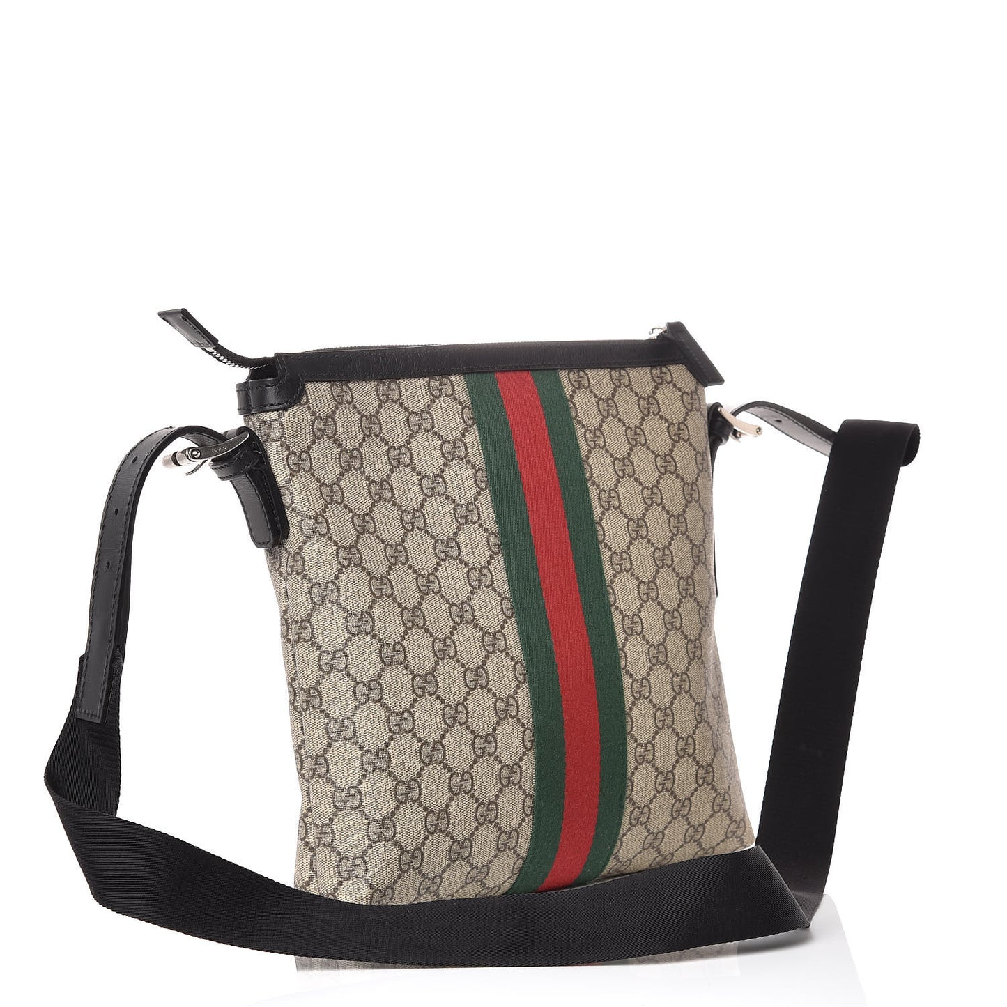 GG Supreme Monogram Web Messenger Bag Black