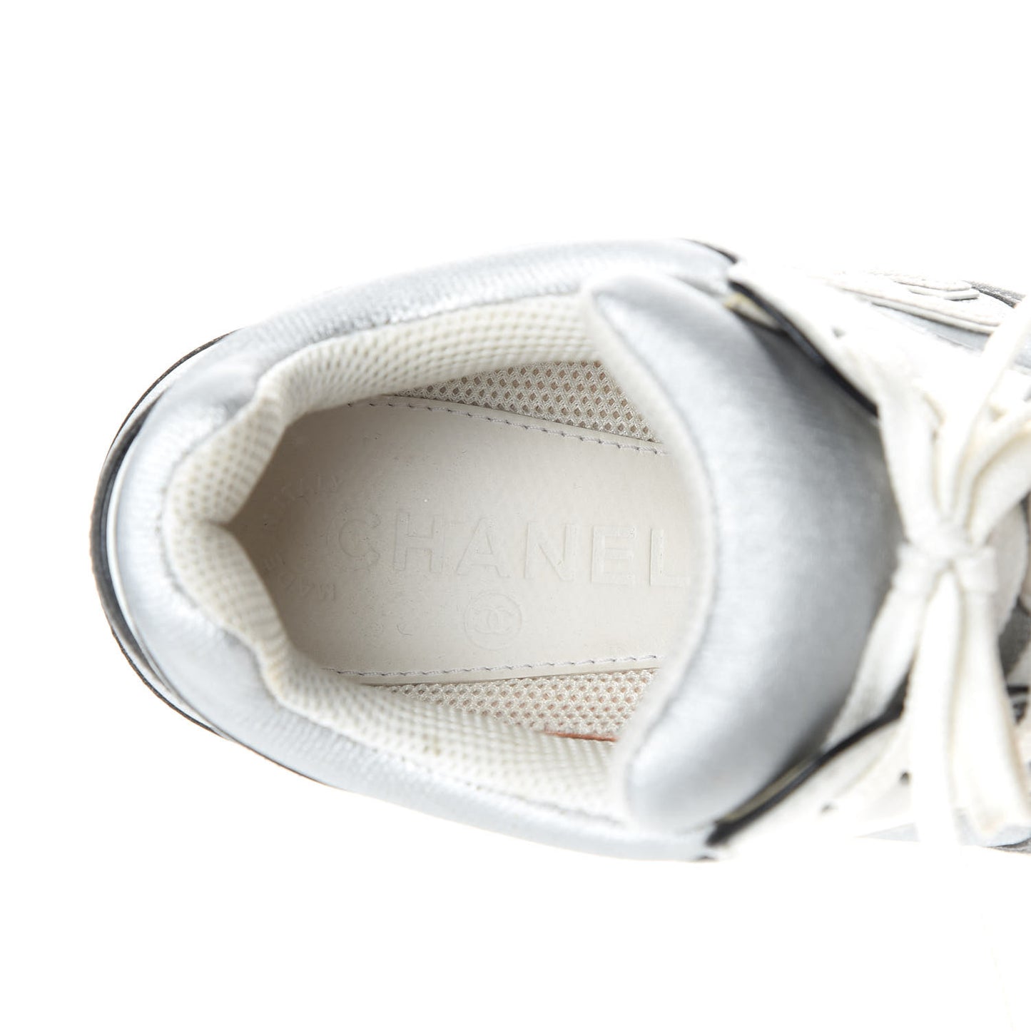 Suede Calfskin CC Sneakers 36 Black White Silver