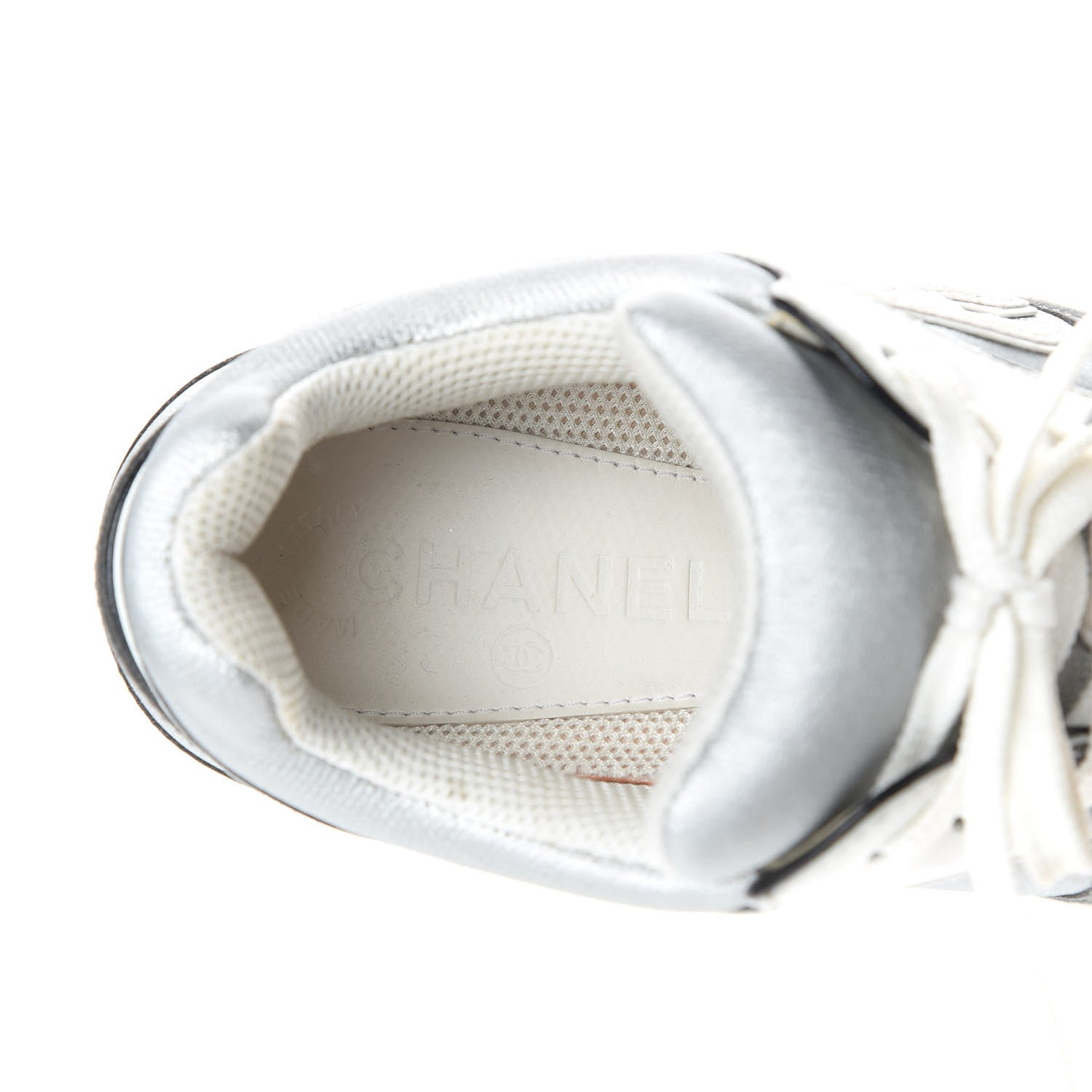 Chanel Suede Calfskin CC Sneakers 36 Black White Silver 8 of 11