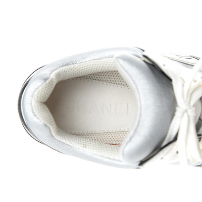 Chanel Suede Calfskin CC Sneakers 36 Black White Silver 8 of 11