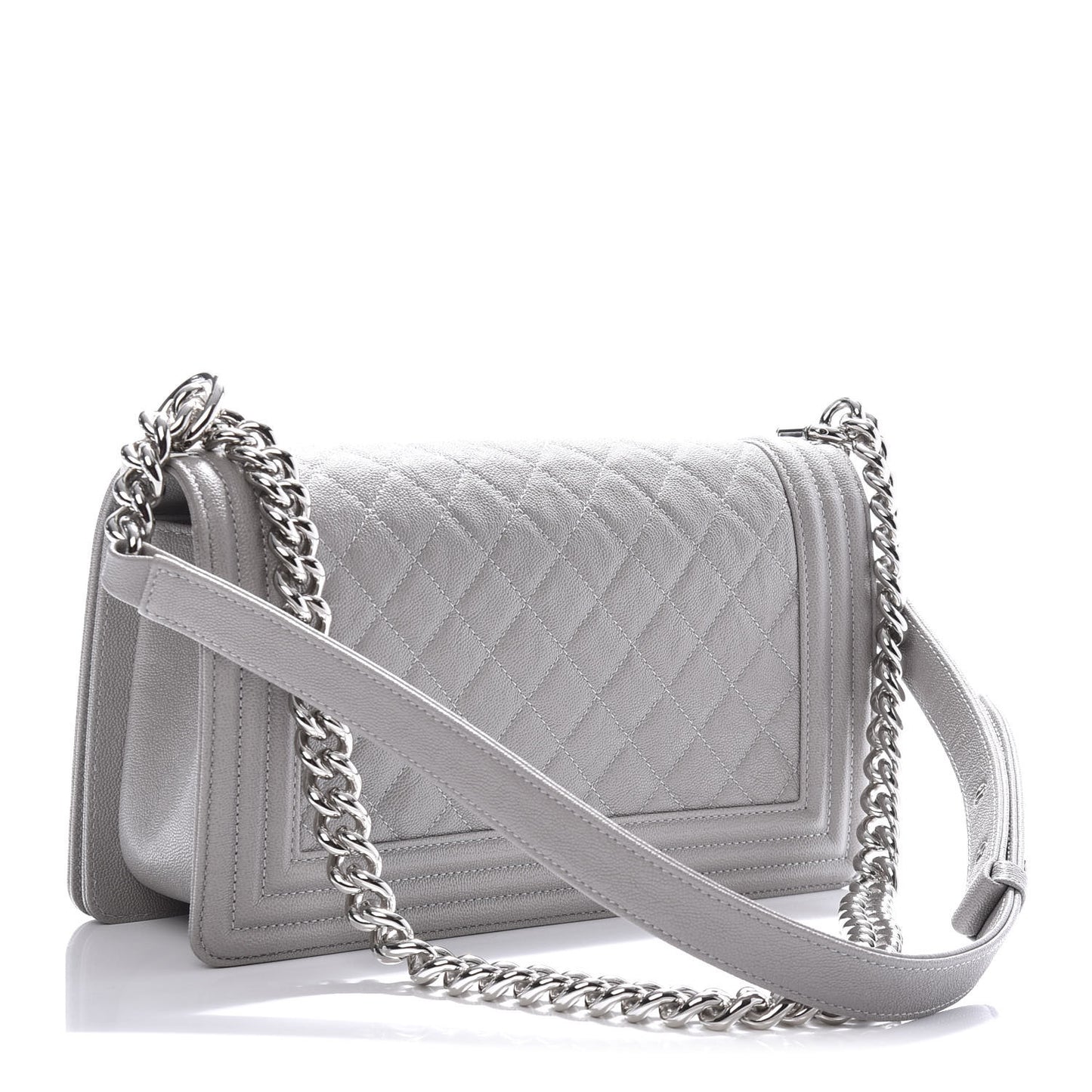 Caviar Quilted Medium Boy Flap Grey