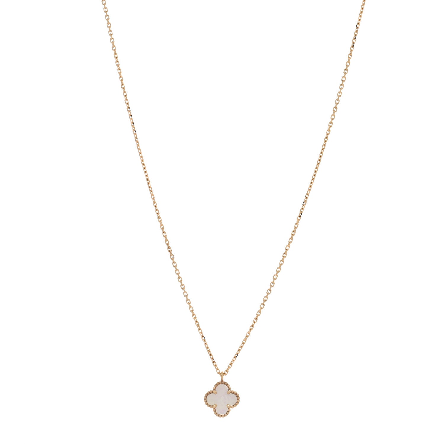 Van Cleef & Arpels 18K Yellow Gold Mother of Pearl Sweet Alhambra Pendant Necklace 1 of 5